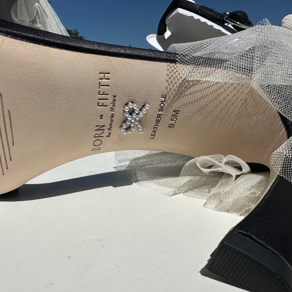 NWT Antonio Melani 9.5 Black Satin Tulle Bow Back Heels - Picture 10 of 12